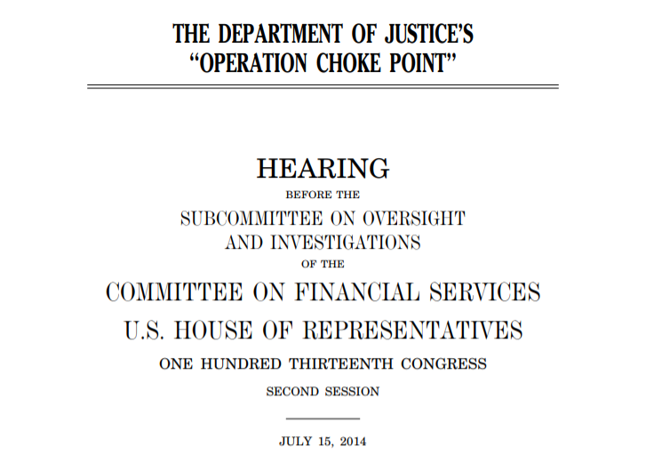 Operation Choke Point Investigation Hearing